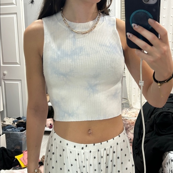 aerie Tops - NWOT aerie rebel high neck cropped tie dye tank